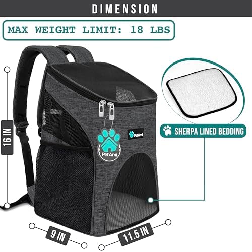 PetAmi Cat Backpack Carrier for Small Dogs and Large Cats, Airline Approved