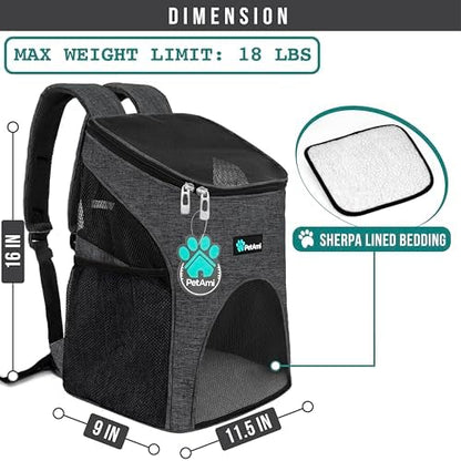 PetAmi Cat Backpack Carrier for Small Dogs and Large Cats, Airline Approved