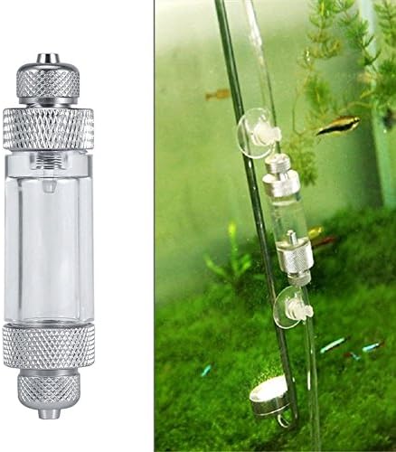 CO2 Bubble Counter, Double Head Built in Check Valve Bubble Counting Tool for Aquarium Fish Tank Aluminum Alloy Acrylic Silver 8.2 x 2cm 1 Pack