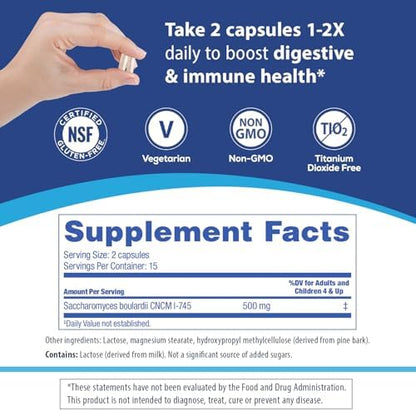 Florastor Probiotic for Digestive and Immune Health, 30 Capsules
