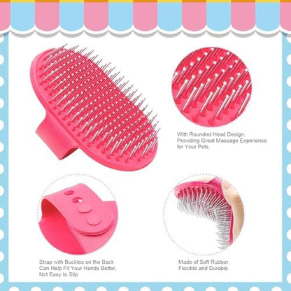 Rabbit Grooming Kit, Rabbit Brush for Shedding with Bunny Nail Clipper, Rabbit Nail Trimmers with Pet Combs for Hamster Guinea Pig Ferret by KALAMANDA(Pink)