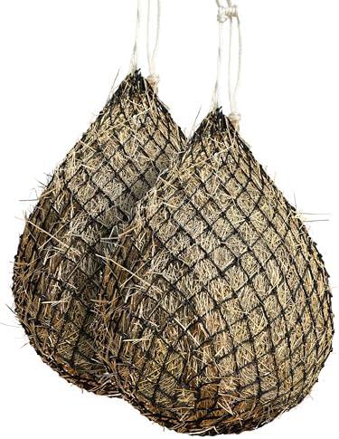 Harrison Howard Slow Feed Hay Net Horse 2 Pcs Horse Feeding Supplies Black 40" Length with 2" Holes