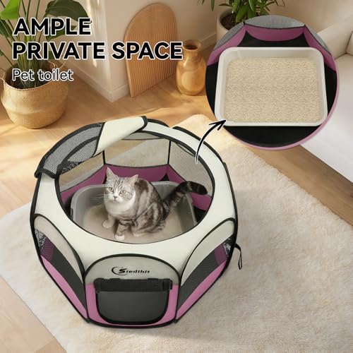 Sieidihit Dog Cat Pet Playpen Puppy Crate Cage Indoor Outdoor, Small Pink