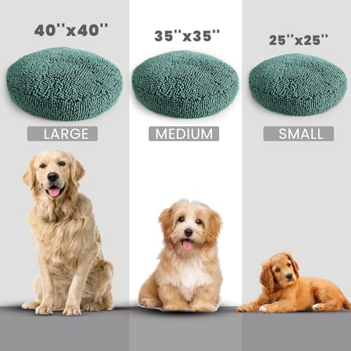 Muddy Mat® Cloud K-9 Bed for Dogs & Cats, Soft & Relaxing Donut Dog Bed, Chenille Material, Removable Cover, Washable & Dryer Safe–Seafoam Green Small(25'x25')