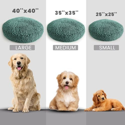 Muddy Mat® Cloud K-9 Bed for Dogs & Cats, Soft & Relaxing Donut Dog Bed, Chenille Material, Removable Cover, Washable & Dryer Safe–Seafoam Green Small(25'x25')
