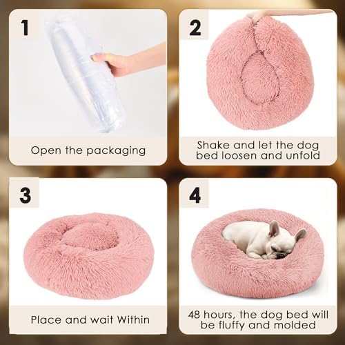 Hoewina Dog & Cat Bed, 20in Cat Beds for Indoor Cats (Pink)