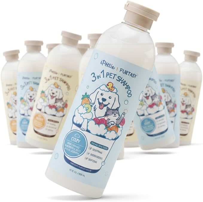 iPettie Furtasy Pet Shampoo, 3-in-1 with Aloe & Herbal Extracts, Soothing, Deodorizing, Softening, Alcohol-Free, 500ml, Cozy Scent, 16 Pack