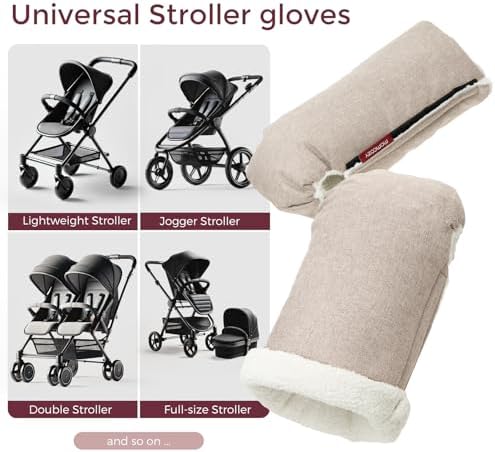 Momcozy Universal Stroller Gloves, Plush Weatherproof Winter Handmuffs