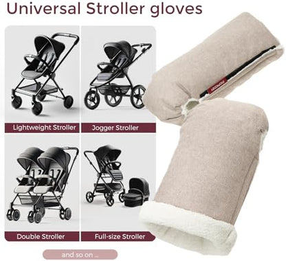 Momcozy Universal Stroller Gloves, Plush Weatherproof Winter Handmuffs