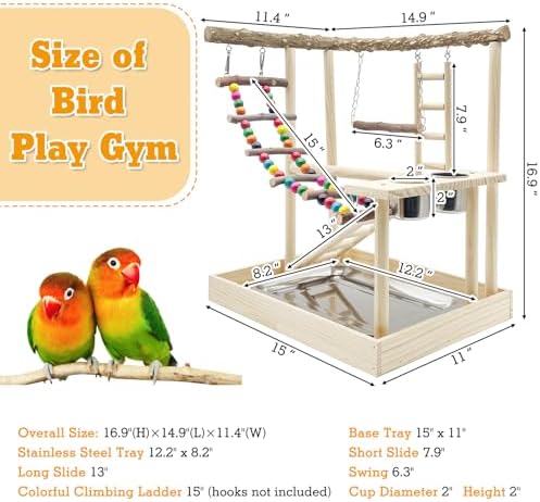 Hamiledyi Bird Playground Wooden Parrot Perch Stand Cockatiel Playground