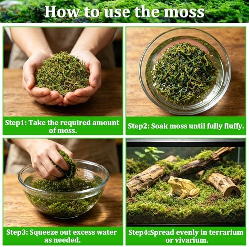 Riare 7OZ Natural Sphagnum Moss for Reptiles-10QT Soft Reptile Moss Bedding