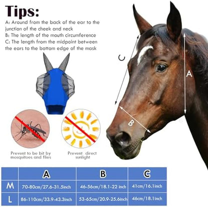 Frienda 4 Pcs Horse Fly Mask with Ear, Large, Multicolor