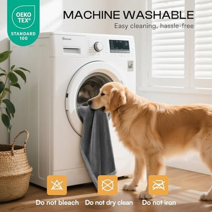 Luciphia Waterproof Bed Blanket Washable, Soft Sherpa Fleece Puppy Reversible Throw Blankets for Small, Medium Dog Cat, Furniture Cover Protector Couch from Liquid Pee and Pet Fur,Light Grey,57" x 40"