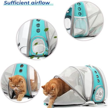 Lollimeow Cat Carrier Backpack, Expandable Bubble Pet Carrier for Cats and Small Dogs, Airline Approved Travel Backpack for Hiking, Walking & Outdoor Adventures - Supports up to 14 lbs