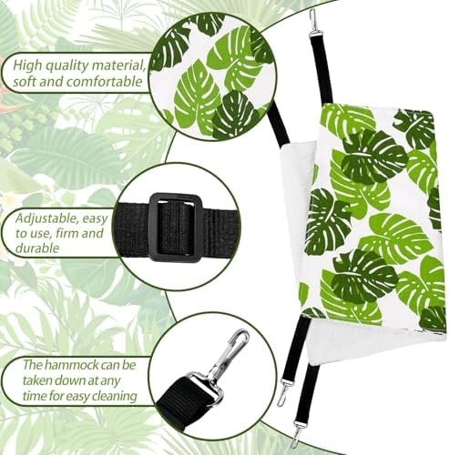 Jetec 2 Pack Cat Hammock for Cage, Monstera Leaf, L