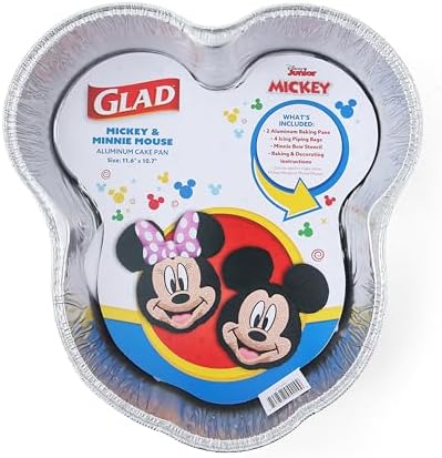 Disney Glad Mickey & Minnie Molded Aluminum Pan, 11.6 x 10.7 Inch, 2 Count