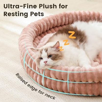 Pet Bed for Medium Dogs and Cats, 28" Cute Donut Cat Bed, Pink