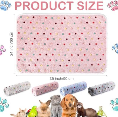 Reginary 4 Pcs Guinea Pig Fleece Cage Liners, Colorful Dot, 35 x 24 Inch