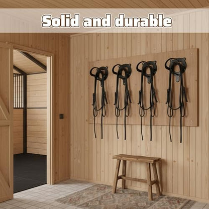 6 Counts Horse Bridle Rack, Metal Bridle Holder with Tubes and Screw, Heavy-Duty Horse Tack Storage Halter Hanger for Tack Room/Horse Blanket Rack/Bridle Holder Wall Mount, Black