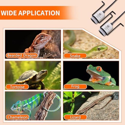 Reptile Ceramic Heat Lamp Holder Heat Light Heater for Terrariums and Vivariums, Lizard Heat Lamp Bracket Light Fixture (Cord 150cm, Max 300W-2 Pack)