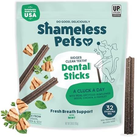 Shameless Pets Chicken & Mint Dental Chews for Dogs, 32 Chews