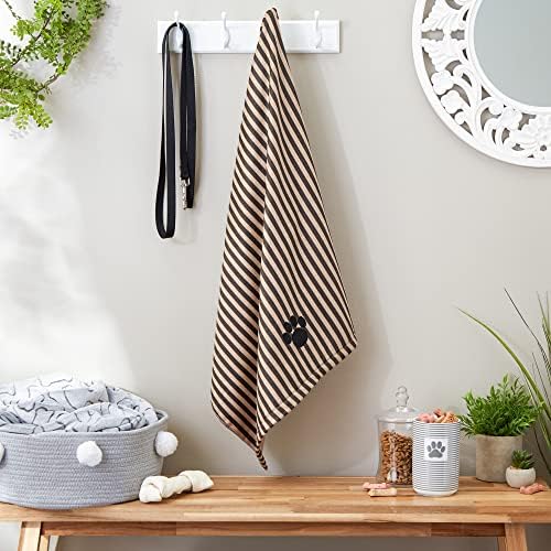 Bone Dry Pet Grooming Towel Collection Absorbent Microfiber X-Large, 41x23.5", Striped Brown
