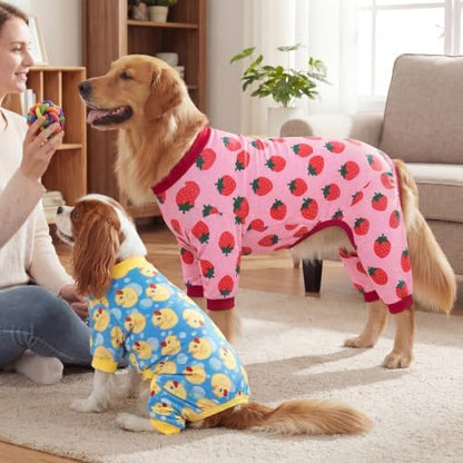 XPUDAC 4 Pack Dog Pajamas for Large Breeds Dogs Pjs Clothes Onesies, 5XL