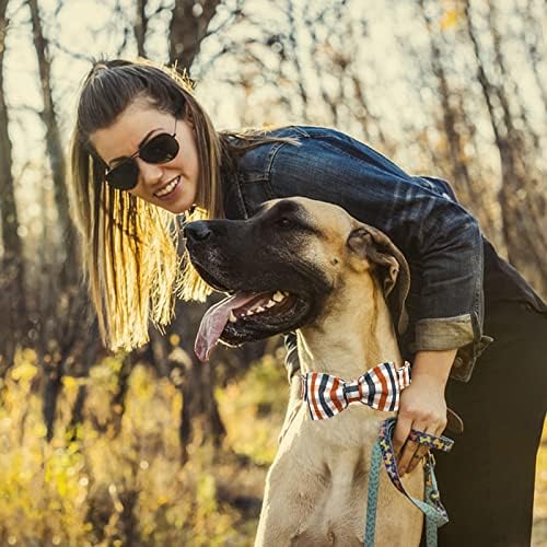 Lionheart Glory Plaid Dog Collar with Bowtie - Heavy Duty, Adjustable, Fall Collar for Large Dogs