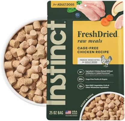 Instinct Freeze Dried Meals, Natural Dog Food, Cage-Free Chicken, 25 oz Bag