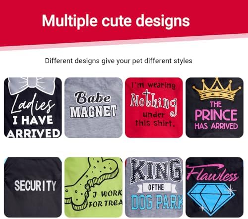 hoyuwak 8 Pieces Pet Shirts Funny Dog Printed Clothes Dog Sleeveless Vests