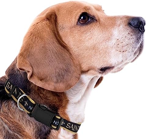 Pets First NFL New Orleans Saints Licensed PET COLLAR, Medium - Heavy-Duty, Strong, and Durable Dog Collar. Available in 31 Football Teams and 4 Sizes