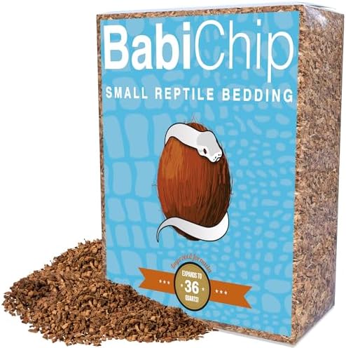 BabiChip Coconut Substrate for Reptiles Loose Small Sized Coconut Husk Chip Reptile Bedding (36 Quart)