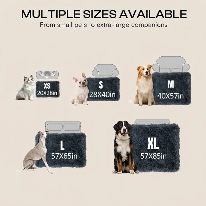 Waterproof Dog Blanket Pet Throw Blankets Fluffy Long Faux Fur Reversible Puppy Blankets 65x57in Furniture Protector Cover for Sofa Bed Couch Bed Cover Washable for Dogs Cats (Black L)