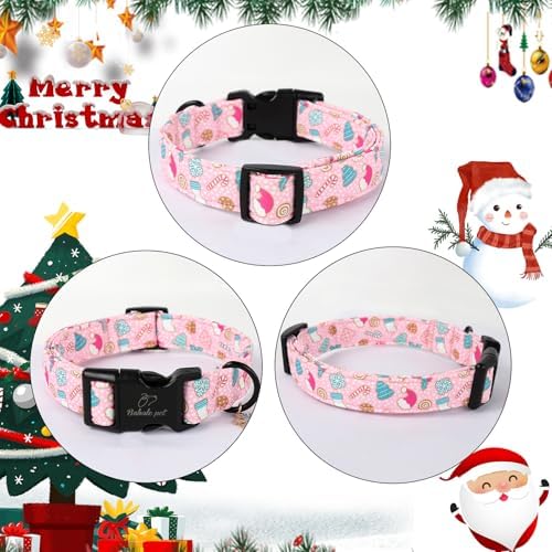 Christmas Dog Collar for Small Dogs, Pink Girl Dog Collar