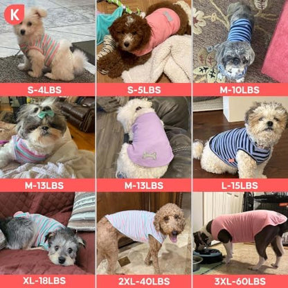 KYEESE 2Pack Cotton Dog Shirt for Small Medium Dogs Soft Striped Tank Top
