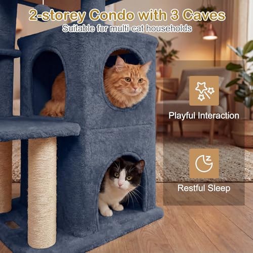 DORTALA Cat Tree for Indoor Cats, 33.5" Cat Tower with 2-Storey Condo, Top Perch, Sisal Scratching Posts, Dangling Ball, Platform, Multi-Level Pet Climbing Furniture Activity Center (Dark Grey)