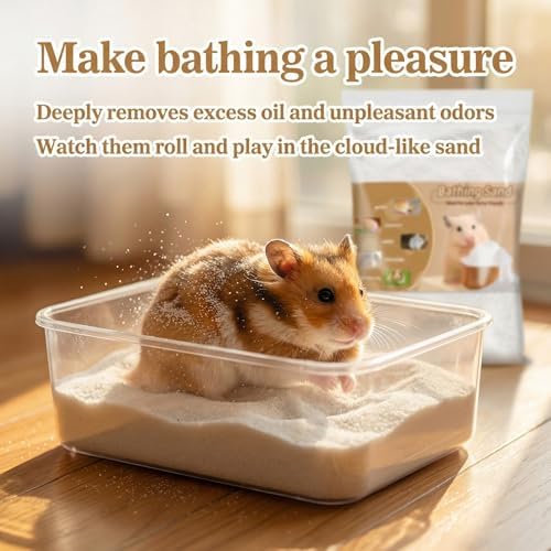 Sukh 47OZ Hamster Sand Bath - White Fine Silica Sand, Hamster Soft Cleaning