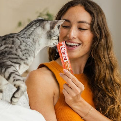 INABA Churu Cat Treats, Lickable, Squeezable Creamy Purée with Vitamin E, 0.5 Ounces per Tube, 100 Tubes Total, Tuna Variety