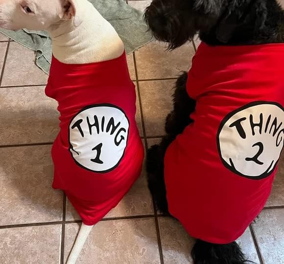 Dog Shirts for Pet Clothes Soft Breathable Puppy Shirts Pop Culture Thing 1 to Thing 9 Printed Pet T-Shirt (RED-2, Small)