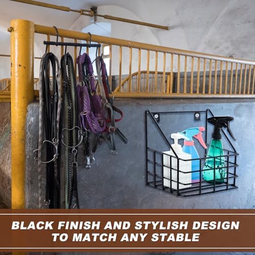 Blulu 10.04 x 9.45 x 6.89 Inches Horse Stable Organizer Large Wall Hanging Baskets Horse Trailer Organizer Wire Baskets for Wall Horse Tack Room Organization for Horse Stall Storage