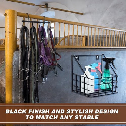 Blulu 10.04 x 9.45 x 6.89 Inches Horse Stable Organizer Large Wall Hanging Baskets Horse Trailer Organizer Wire Baskets for Wall Horse Tack Room Organization for Horse Stall Storage