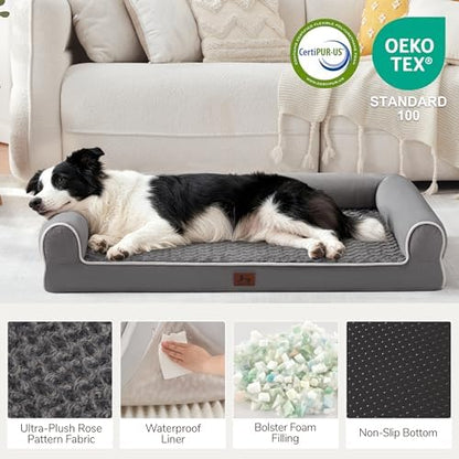 Orthopedic Large Dog Bed，Washable Dog Couch for XL Senior Dogs