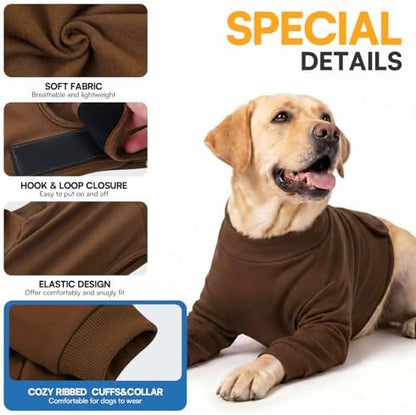 Queenmore Dog Surgery Recovery Sleeve for Front Leg, Breathable Dog Recovery Sleeves After Surgery, Cozy Long Sleeve Dogs Shirt, Alternative to Cone of Shame, Brown, XL
