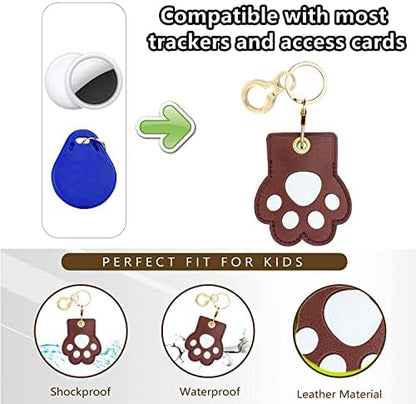 BORKUANA PU Leather Keychain Holder Protective Case Compatible with AirTag