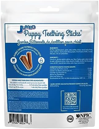 N-Bone Jumbo Puppy Teething Sticks, Pumpkin Flavor, Natural Puppy Teething Chews, Puppy Chew Treats, 7 Sticks (7.28 oz)