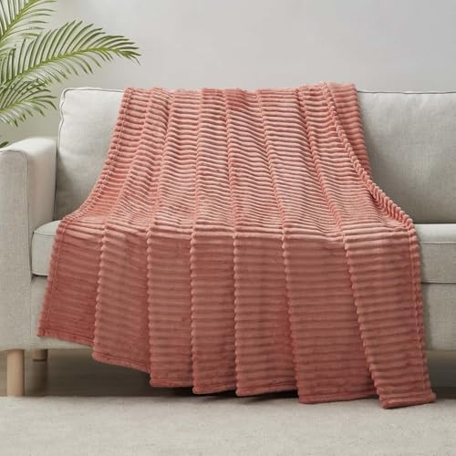 Nestl Rose Throw Blanket for Couch - Cozy Warm Fuzzy Blankets for Women, Set of 2 Small Fleece Throws for Girls - Misty Rose, 50 x 60 Inches