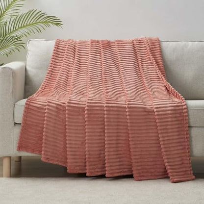 Nestl Rose Throw Blanket for Couch - Cozy Warm Fuzzy Blankets for Women, Set of 2 Small Fleece Throws for Girls - Misty Rose, 50 x 60 Inches