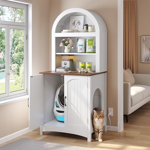 DWVO 70.8in Large Hidden Cat Litter Box Furniture with Shelves