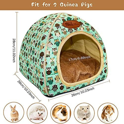 Guinea Pig Bed Hideout, Washable Hamster Cave for Small Animals