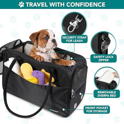 PetAmi Small Dog Purse Carrier with Pockets, Airline Approved, Black
